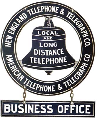 New England Telephone and Telegraph business office hanging sign